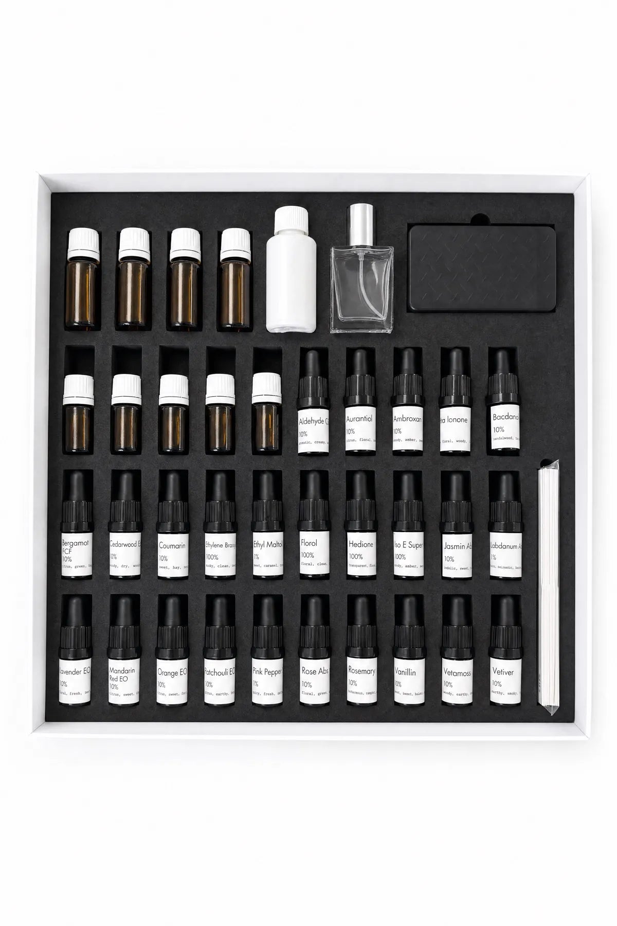 parfüm atelier set, geöffnet, von oben